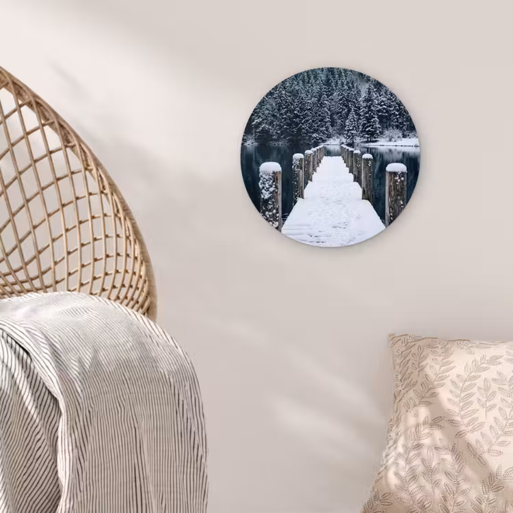 Steiger - Meer - Sneeuw - Bergen - Rustgevend Wandcirkel kunststof plaat 5mm dik klein -sfeer5