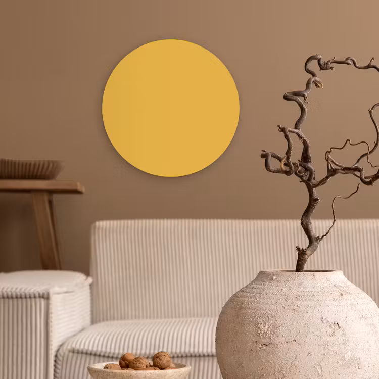 Joyful - Mustard - Geel Wandcirkel kunststof plaat 5mm dik klein 188 -sfeer1