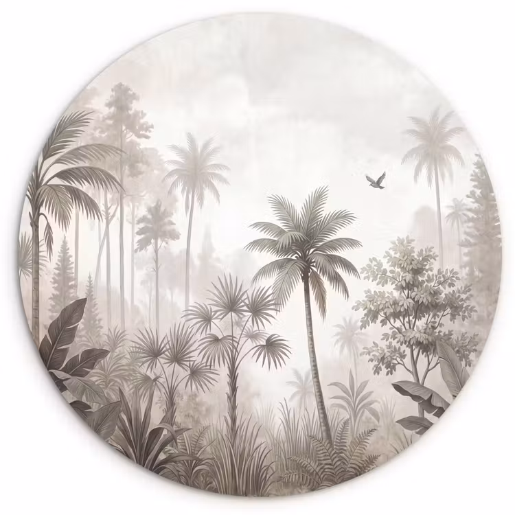 Jungle - Palmbomen - Natuur Wandcirkel kunststof plaat 5mm dik klein -3d