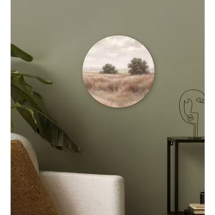 Landschap - Minimalistisch - Beige Wandcirkel kunststof plaat 5mm dik klein -sfeer3