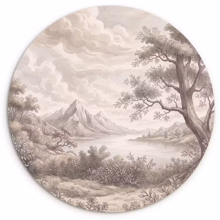 Landschap - Bergen - Meer - Natuur Wandcirkel kunststof plaat 5mm dik klein -3d