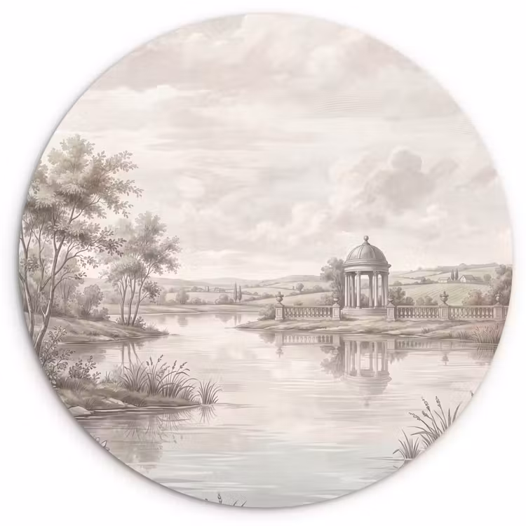 Landschap - Water - Natuur - Sepia Wandcirkel kunststof plaat 5mm dik klein -3d