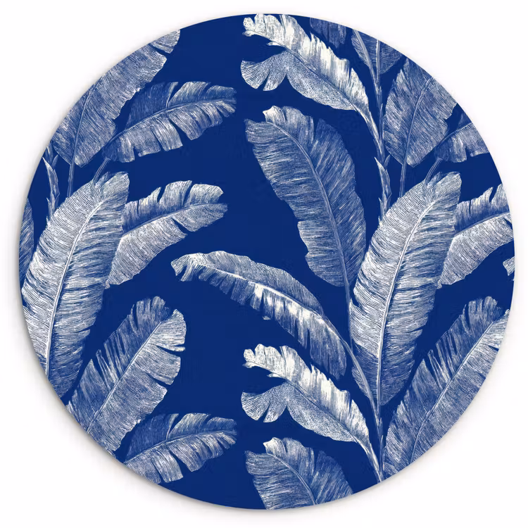 Blad - Palm - Blauw Wandcirkel kunststof plaat 5mm dik klein 188 -3d