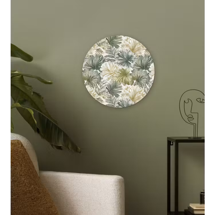 Bladeren - Botanisch - Groen Wandcirkel kunststof plaat 5mm dik klein 188 -sfeer3