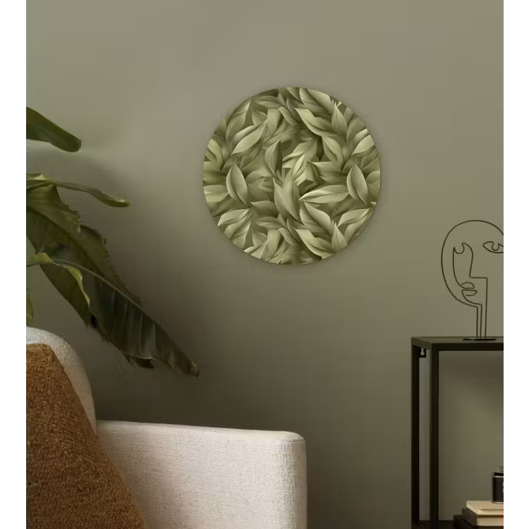 Bladeren - Modern - Groen Wandcirkel kunststof plaat 5mm dik klein 188 -sfeer3