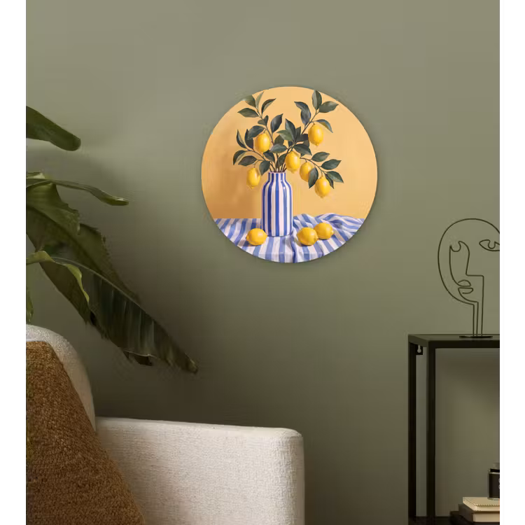 round wall art - Lemon - Still Life - Modern - Citroen - Stilleven - Modern Wandcirkel kunststof plaat 5mm dik klein