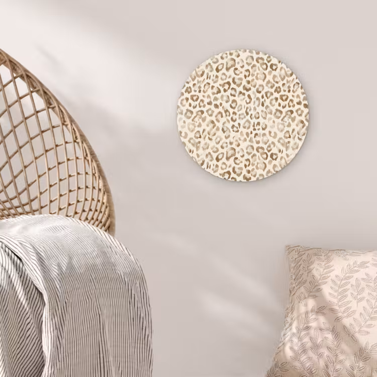Luipaard - Klassiek - Beige Wandcirkel kunststof plaat 5mm dik klein 188 -sfeer5