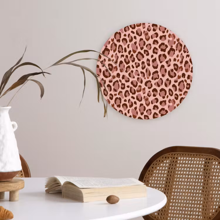 Luipaard - Patroon - Roze Wandcirkel kunststof plaat 5mm dik klein 188 -sfeer4