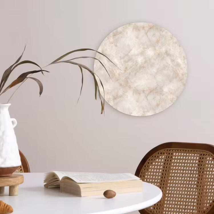 Lichtbeige - Goudbruine Nerven - Marmer Wandcirkel kunststof plaat 5mm dik klein 188 -sfeer4