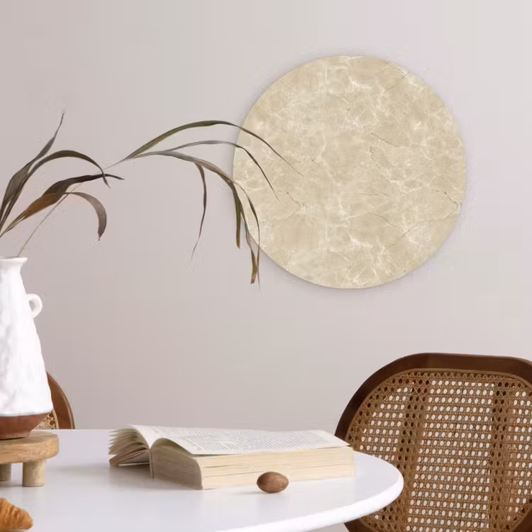 Lichtbeige - Marmer - Diffusie adering Wandcirkel kunststof plaat 5mm dik klein 188 -sfeer4