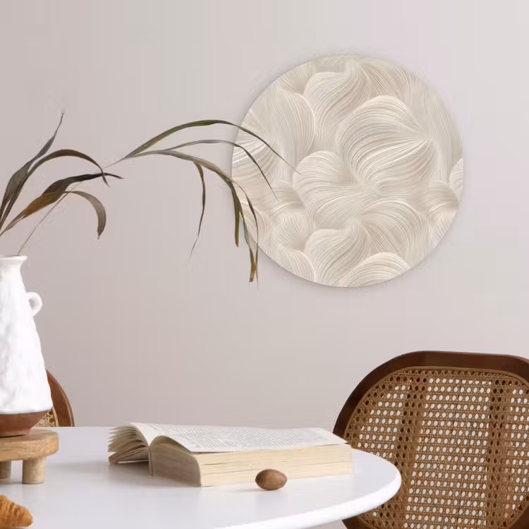Lijnen - Waaier - Beige Wandcirkel kunststof plaat 5mm dik klein 188 -sfeer4