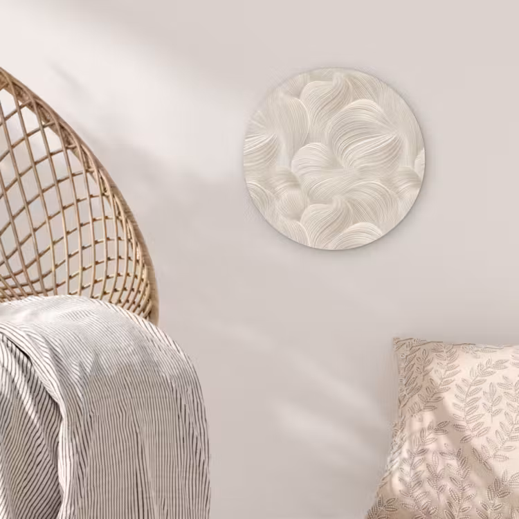 Lijnen - Waaier - Beige Wandcirkel kunststof plaat 5mm dik klein 188 -sfeer5