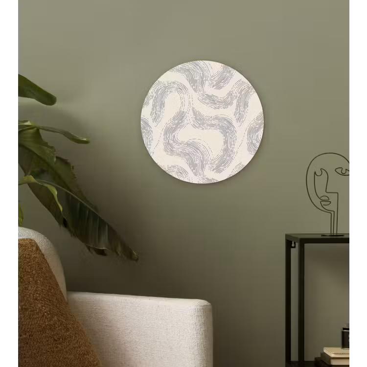 Lijnen - Patroon - Beige - Minimalistisch Wandcirkel kunststof plaat 5mm dik klein 188 -sfeer3