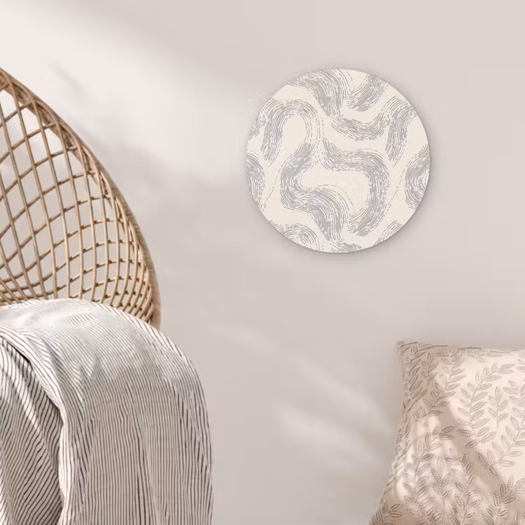 Lijnen - Patroon - Beige - Minimalistisch Wandcirkel kunststof plaat 5mm dik klein 188 -sfeer5