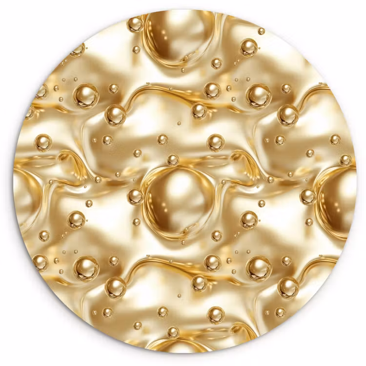 Vloeibaar - Druppels - Goud Wandcirkel kunststof plaat 5mm dik klein 188 -3d