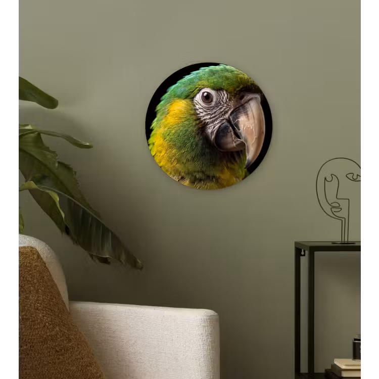 Ara - Portret - Groen Wandcirkel kunststof plaat 5mm dik klein -sfeer3