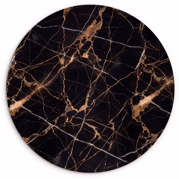 Marmer - Goud - Abstract - Zwart Wandcirkel kunststof plaat 5mm dik klein -3d