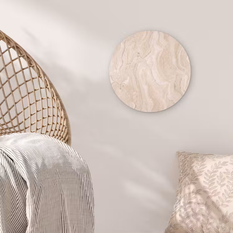 Marmer - Patroon - Beige - Steen - Abstract Wandcirkel kunststof plaat 5mm dik klein -sfeer5