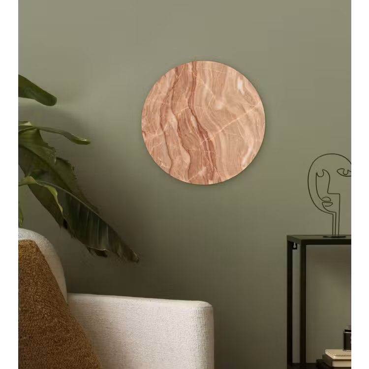 Marmer - Ader - Natuur - Abstract - Beige Wandcirkel kunststof plaat 5mm dik klein -sfeer3