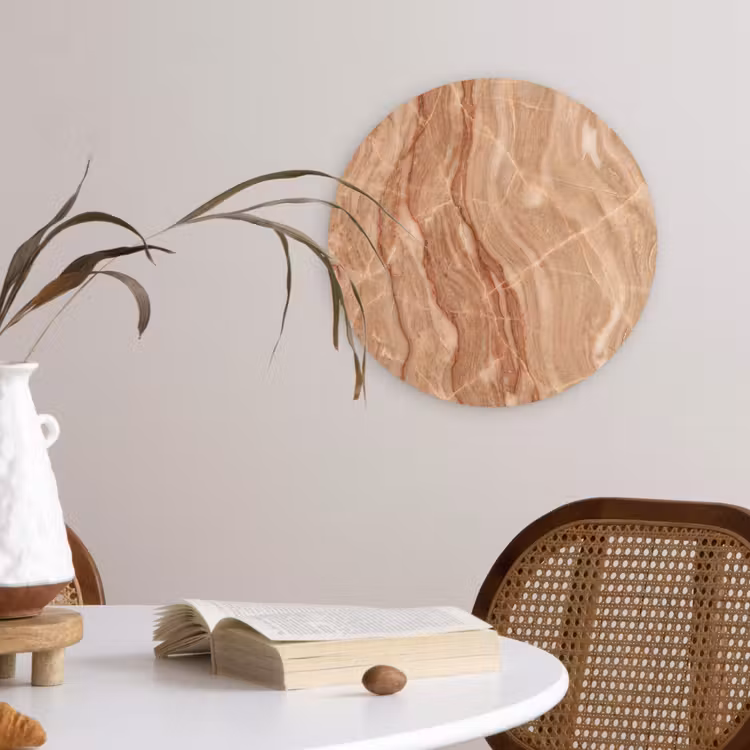 Marmer - Ader - Natuur - Abstract - Beige Wandcirkel kunststof plaat 5mm dik klein -sfeer4