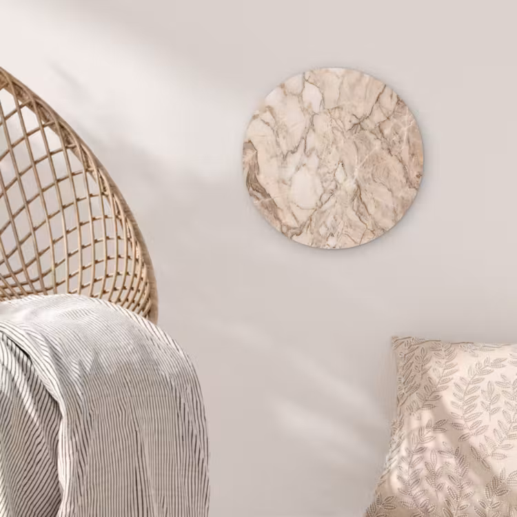 Marmer - Aderen - Textuur - Beige - Modern Wandcirkel kunststof plaat 5mm dik klein -sfeer5