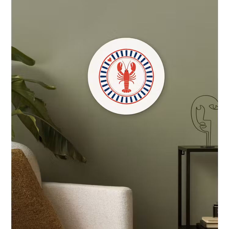 Zeeleven - Kreeft - Embleem - Grafisch - Rood Wandcirkel kunststof plaat 5mm dik klein -sfeer3