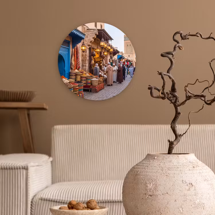 round wall art - Market - Oriental - Colorful - Markt - Oosters - Kleurrijk Wandcirkel kunststof plaat 5mm dik klein