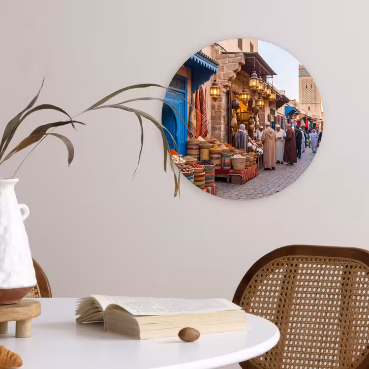 round wall art - Market - Oriental - Colorful - Markt - Oosters - Kleurrijk Wandcirkel kunststof plaat 5mm dik klein