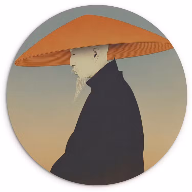 Minimalistisch - Silhouet - Oranje Wandcirkel kunststof plaat 5mm dik klein -3d