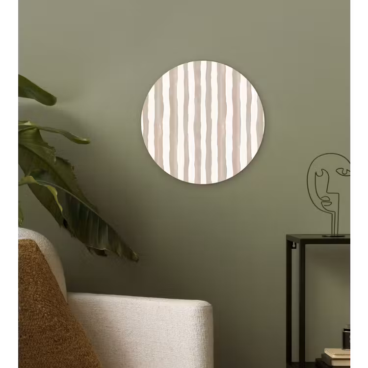 Minimalistisch - Strepen - Beige Wandcirkel kunststof plaat 5mm dik klein 188 -sfeer3