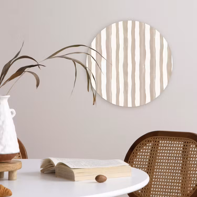 Minimalistisch - Strepen - Beige Wandcirkel kunststof plaat 5mm dik klein 188 -sfeer4