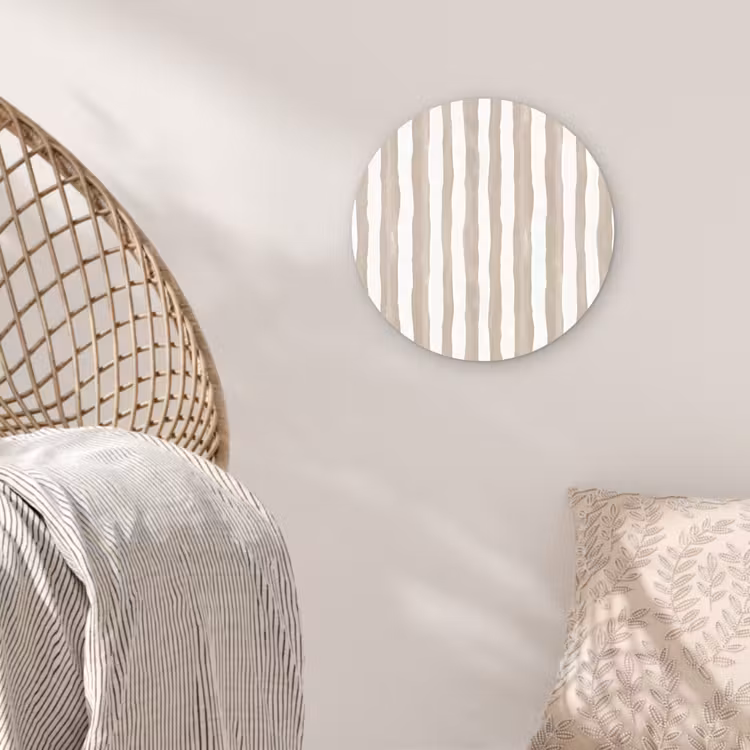 Minimalistisch - Strepen - Beige Wandcirkel kunststof plaat 5mm dik klein 188 -sfeer5