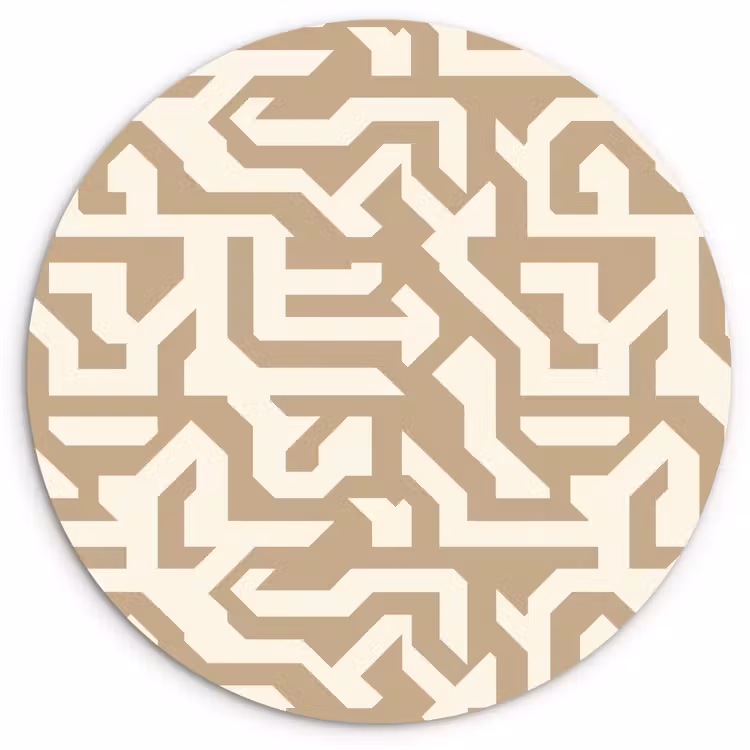 Modern - Abstract - Beige Wandcirkel kunststof plaat 5mm dik klein 188 -3d