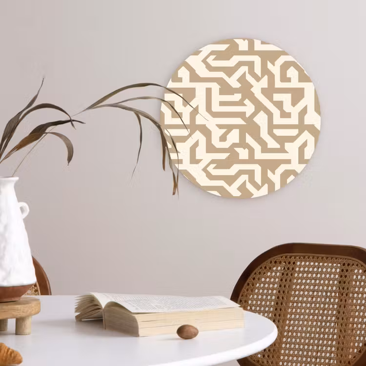 Modern - Abstract - Beige Wandcirkel kunststof plaat 5mm dik klein 188 -sfeer4