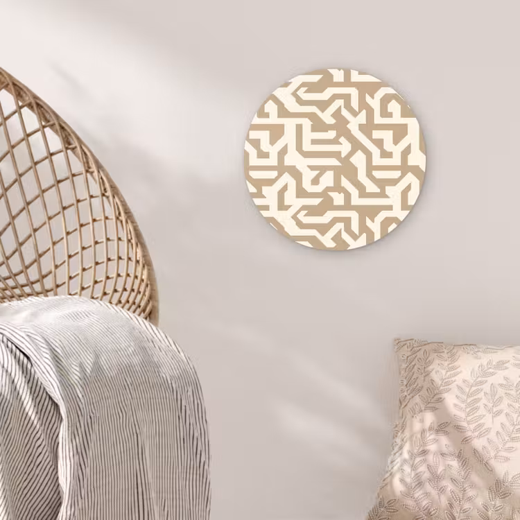 Modern - Abstract - Beige Wandcirkel kunststof plaat 5mm dik klein 188 -sfeer5