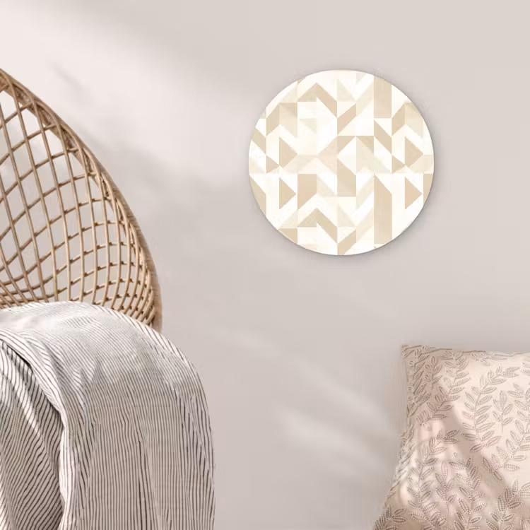 Modern - Abstract - Beige Wandcirkel kunststof plaat 5mm dik klein 188 -sfeer5