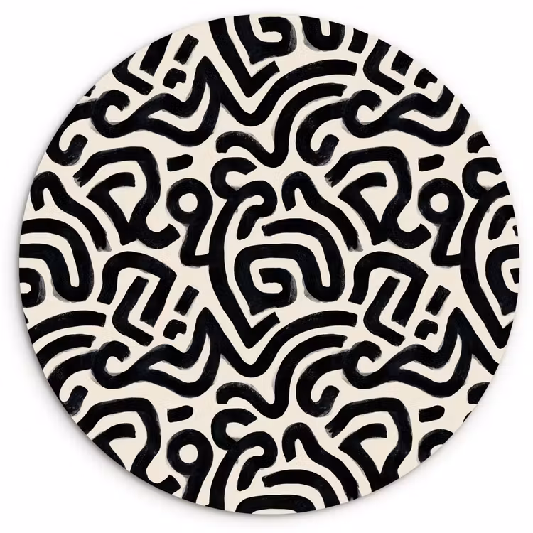Modern - Abstract - Zwart Wandcirkel kunststof plaat 5mm dik klein 188 -3d