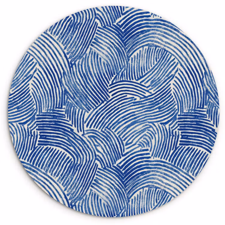Modern - Abstract - Blauw Wandcirkel kunststof plaat 5mm dik klein 188 -3d