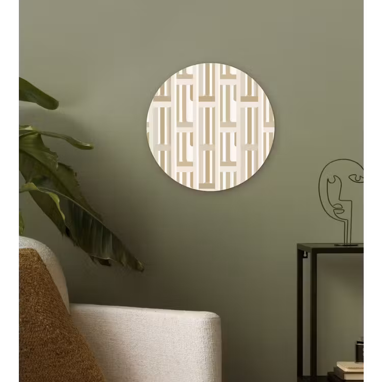 Modern - Geometrisch - Beige Wandcirkel kunststof plaat 5mm dik klein 188 -sfeer3