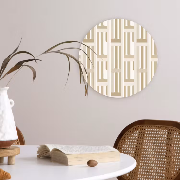 Modern - Geometrisch - Beige Wandcirkel kunststof plaat 5mm dik klein 188 -sfeer4
