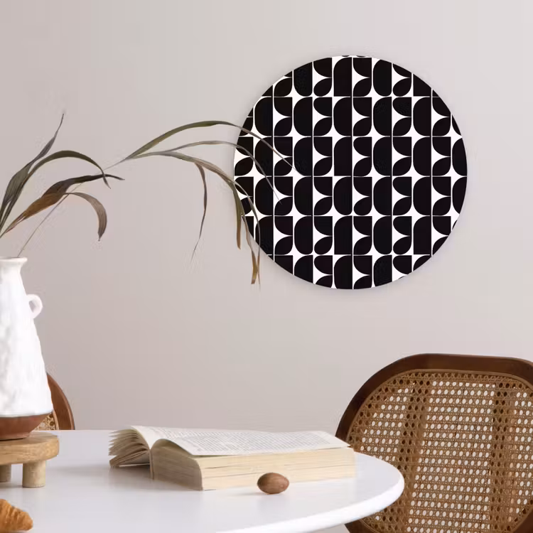 Modern - Geometrisch - Zwart Wandcirkel kunststof plaat 5mm dik klein 188 -sfeer4
