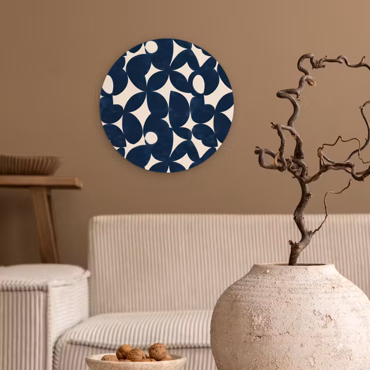 Modern - Geometrisch - Blauw Wandcirkel kunststof plaat 5mm dik klein 188 -sfeer1
