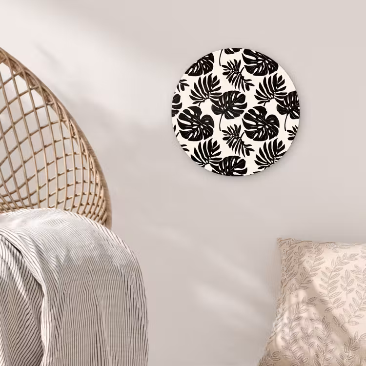 Modern - Monstera - Zwart Wandcirkel kunststof plaat 5mm dik klein 188 -sfeer5