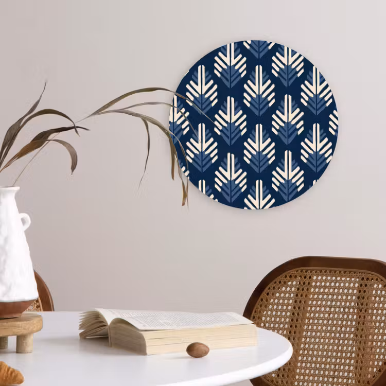Modern - Patroon - Blauw Wandcirkel kunststof plaat 5mm dik klein 188 -sfeer4