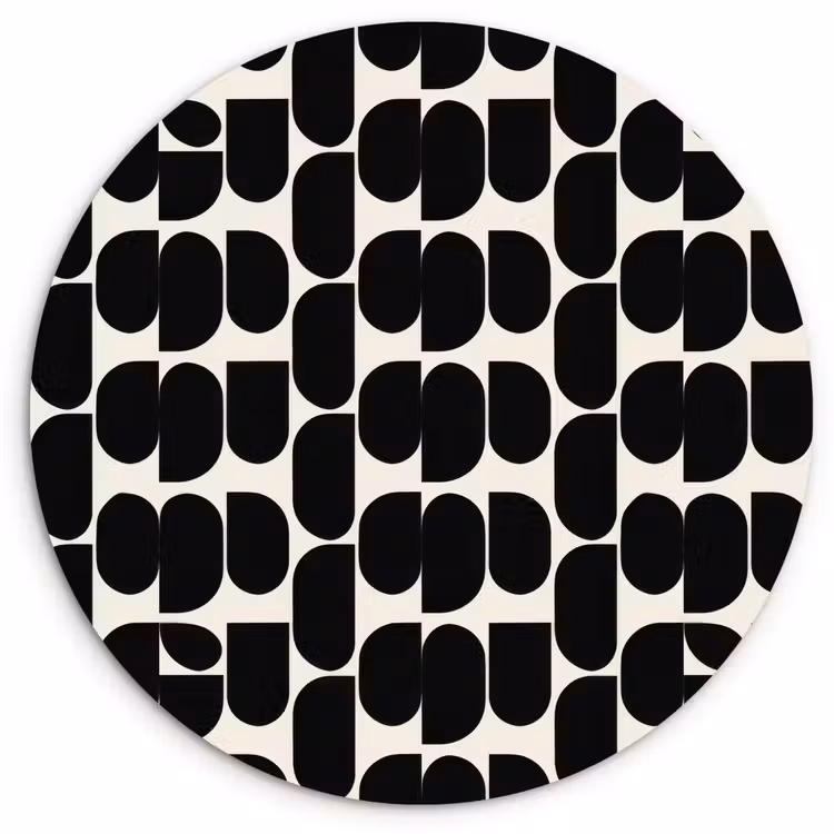 Modern - Patroon - Zwart Wandcirkel kunststof plaat 5mm dik klein 188 -3d