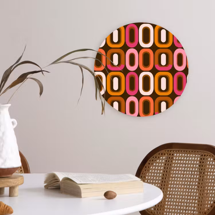 Modern - Retro - Kleurrijk Wandcirkel kunststof plaat 5mm dik klein 188 -sfeer4