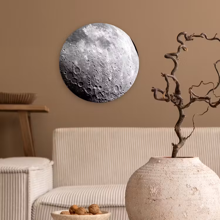 round wall art - Moon - Craters - Space - Maan - Kraters - Ruimte Wandcirkel kunststof plaat 5mm dik klein