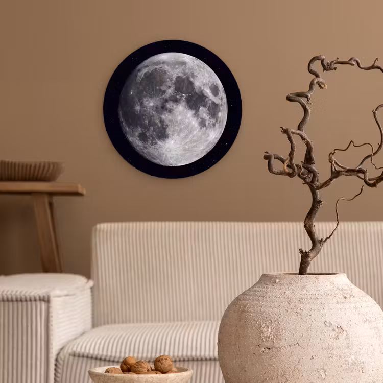 round wall art - Moon - Stars - Space - Maan - Sterren - Ruimte Wandcirkel kunststof plaat 5mm dik klein