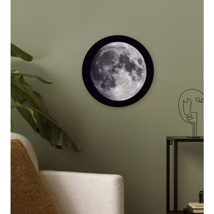 round wall art - Moon - Stars - Space - Maan - Sterren - Ruimte Wandcirkel kunststof plaat 5mm dik klein