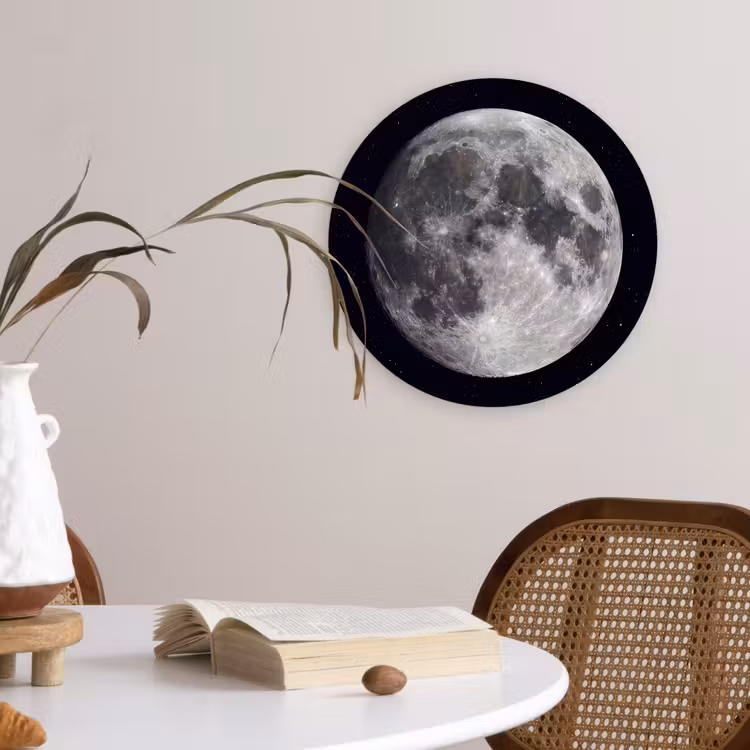 round wall art - Moon - Stars - Space - Maan - Sterren - Ruimte Wandcirkel kunststof plaat 5mm dik klein
